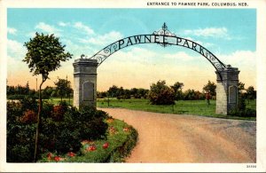 Nebraska Columbus Entrance To Pawnee Park Curteich