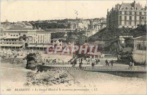 Old Postcard Biarritz Grand Hotel and New promontory