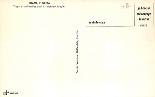 Tropical swimming pool at Monkey Jungle Miami, Florida  