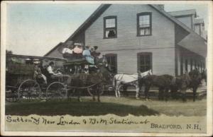 Bradford NH RR Station & Stagecoach c1910 Postcard