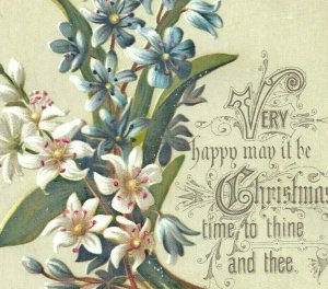 1880s-90s Raphael Tuck Christmas Card Beautiful Flowers P214