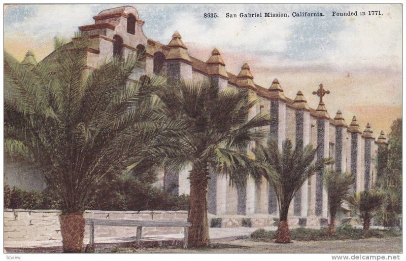 Exterior, San Gabriel Mission, California, PU-1911