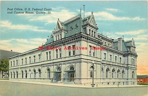 IL, Quincy, Illinois, Post Office, Federal Court, Custom House,Curteich No 8A261