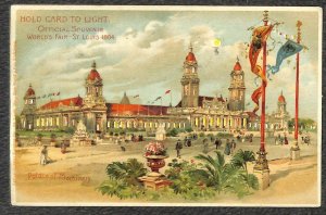 ST. LOUIS WORLD'S FAIR EXPO CANCEL MANAYUNK STA PA HOLD TO LIGHT POSTCARD 1904 =