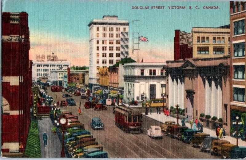 Douglas Street Victoria British Columbia BC Canada Postcard Posted 1940