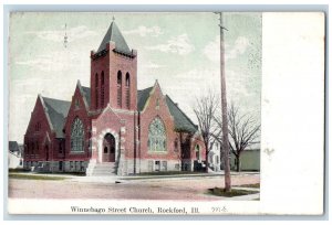 Rockford Illinois IL Postcard Winnebago Street Church Exterior Roadside c1910's