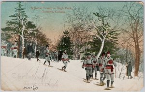 A Snow Tramp in High Park Toronto Ontario Canada Postcard 1910 H75 *as is