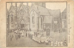 France Comines church and religious procession 1915