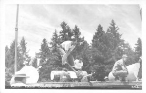 Albany Oregon Timber Carnival Chopping Wood Real Photo Postcard AA56296