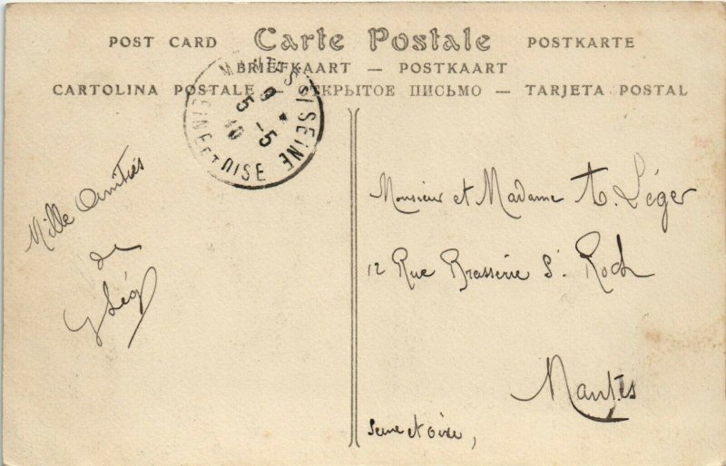 PC CPA AVIATION GOBRON EN PLEIN VOL SUR BIPLAN VOISIN Vintage Postcard (b24536)