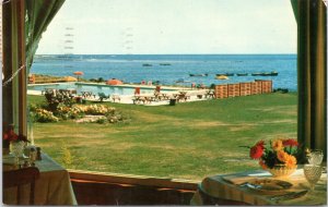 Postcard ME Kennebunkport - Shawmut Inn Swimming Pool and Ocean view