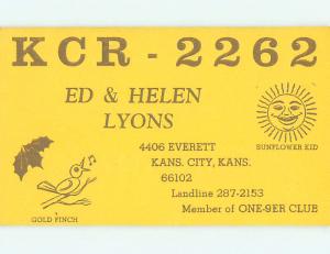 comic - QSL CB HAM RADIO CARD Kansas City Kansas KS t9776