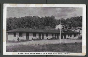 Ca 1932 Post Card Hardy Ak Weavers Motel On Main St Has Back Stains