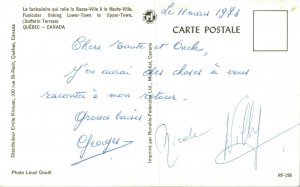 Canada Funicular Linking Lower Tower Dufferin Terrace Quebec Postcard 07.64