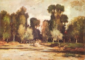 fine arts Postcard Poplars landscape painting Paal Laszlo 