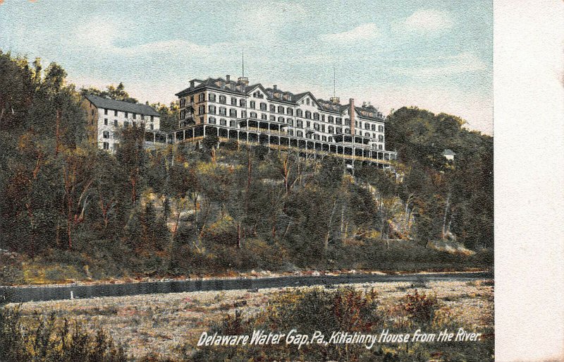 Kittatinny House from the River, Delaware Water Gap, PA, postcard, unused