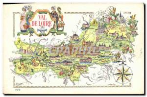 Old Postcard geographical maps Loire Valley