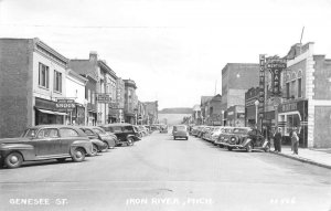 Iron River Michigan Genesee Street Coke Sign Real Photo Postcard AA74587