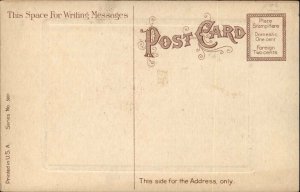 Train Comic Old Fat Woman Running Late Laundry Basket c1910s Postcard