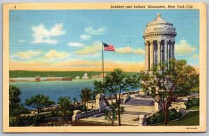 Vtg New York City NY Soldiers & Sailors Monument 1940s View Linen Postcard