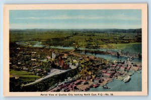 Quebec Canada Postcard Aerial View of Quebec City c1930's Unposted Vintage