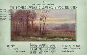 Ohio Wooster People's Savings Loan Calendar  Advertising Postcard 22-1621 