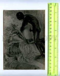 207929 sex naked couple in bed BLACK MAN old photo card