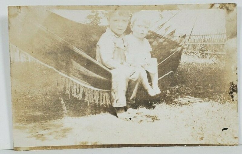 Rppc Capon Bridge WV Toddler Boys on Hammock Postcard M17