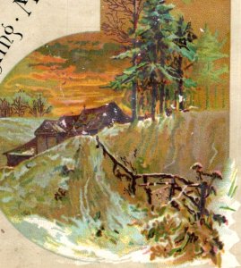 1880s McCormick Harvesting Machine & Co. Winter Cabin Snow #V