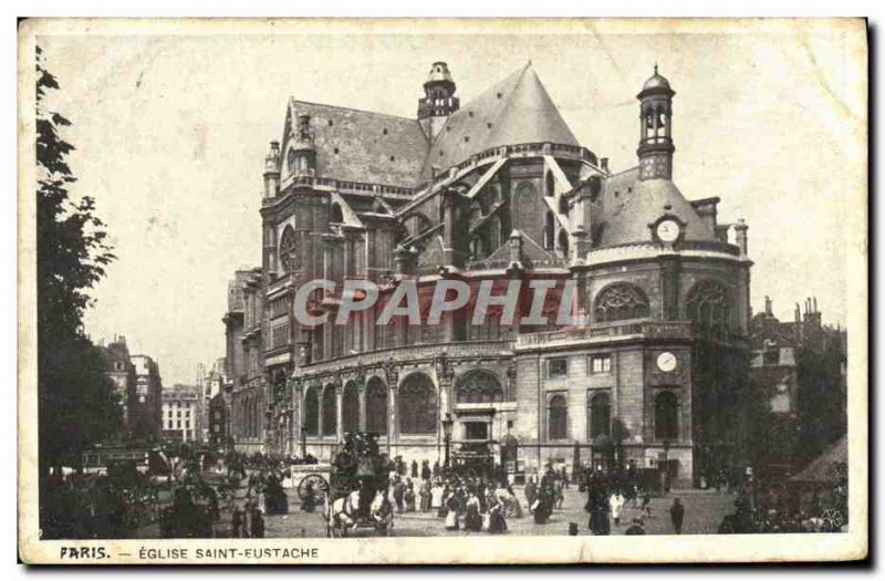 Old Postcard Paris Saint Eustache Church