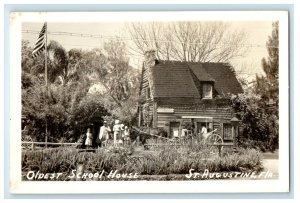 c1940's Oldest School House St. Augustine Florida FL RPPC Photo Antique Postcard