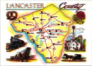 Pennsylvania Lancaster County Amish Country Map