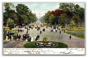 Central Ave Street View Belle Isle Detroit Michigan MI UDB Postcard R28