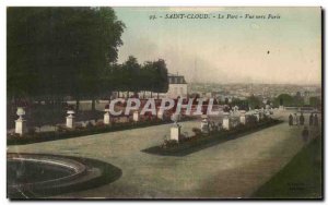 Postcard Old Saint Cloud The Park View to Paris Eiffel Tower
