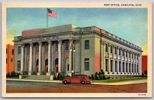 Vtg Hamilton Ohio OH Post Office 1930s View Linen Old Postcard