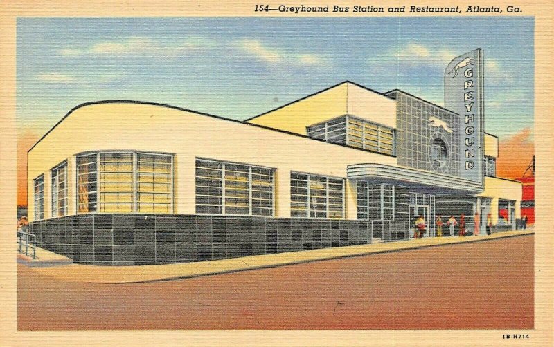 ATLANTA GEORGIA~ART DECO STYLE GREYHOUND BUS STATION & RESTAURANT-1941 POSTCARD