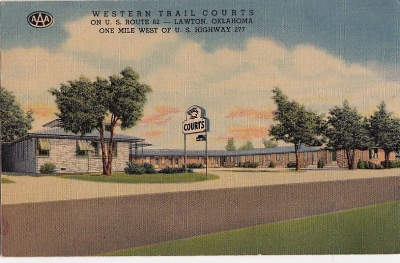 Postcard Western Trail Courts Lawton OK 1957