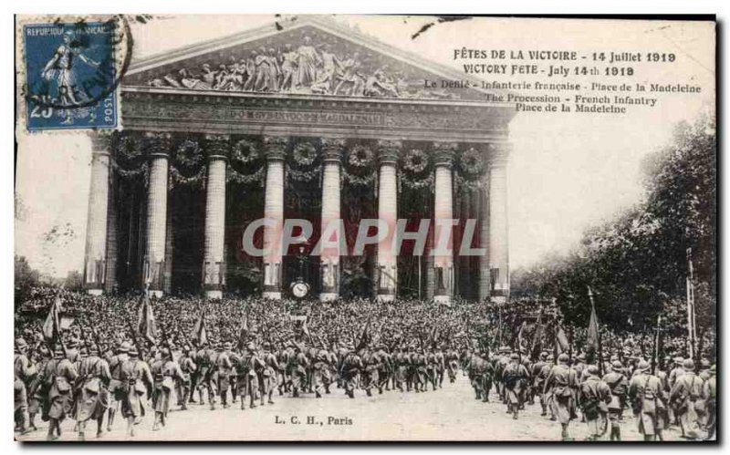 Old Postcard Paris Fetes Of Victory parade July 14, 1919 The French Army Infa...