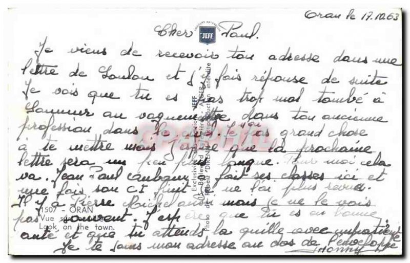 Old Postcard Oran View Look on the town