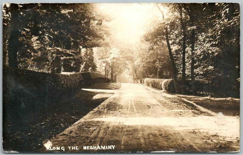 HULMEVILLE PA ALONG THE NESHAMINY ANTIQUE REAL PHOTO POSTCARD RPPC 