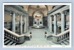 Corridors and Stairways State Capitol Salt Lake City Utah UT UNP WB Postcard M1