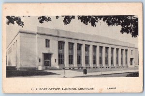 c1920's US Post Office Exterior Building Mailbox Lansing Michigan MI Postcard