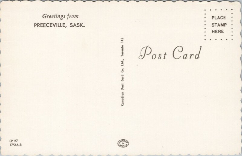 Greetings from Preeceville Saskatchewan SK Unused Vintage Postcard E99