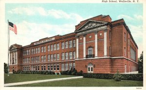 Vintage Postcard 1939 High School Building Central District Wellsville New York