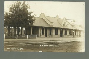 Detroit Lakes MINNESOTA RPPC 1912 DEPOT Train Station JOHNSON & OLSON N.P. RR