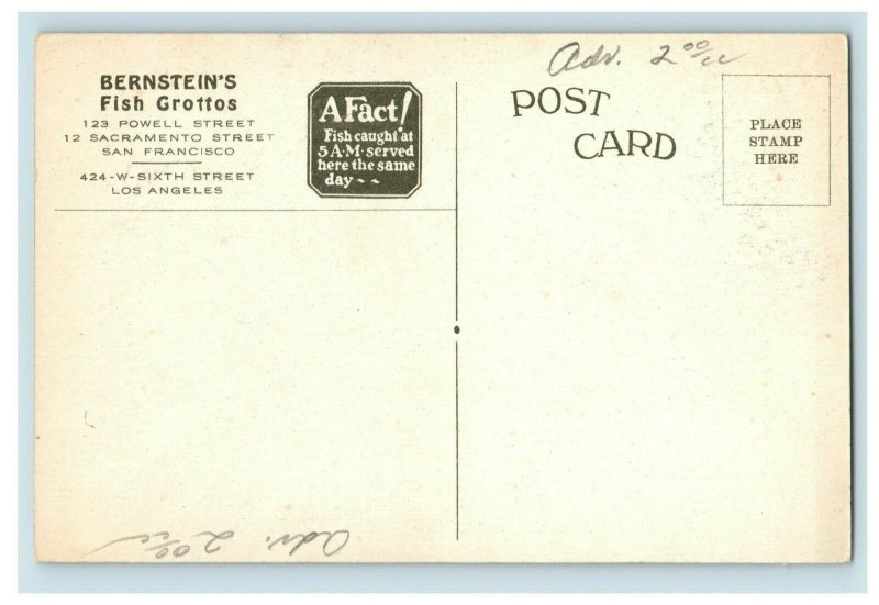 1920's Bernstein's Fish Grottos San Francisco, CA Postcard F30 