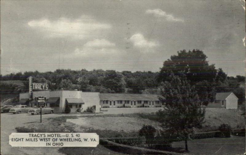 Tracy's Motel US 40 West of Wheeling WV Old Postcard 