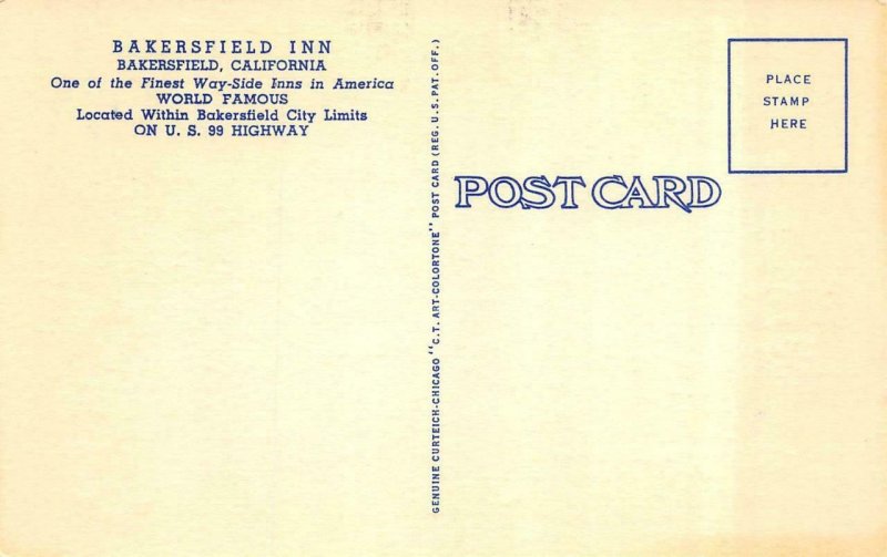CA, California BAKERSFIELD INN  Pool & Approach ROADSIDE *Two* c1940's Postcards