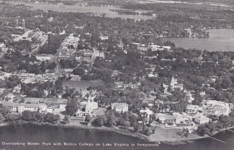 Florida Aerial View Overlooking Winter Park With Rollins College On Lake Virg...