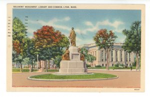 MA - Lynn. Soldiers' Monument, Library & Common